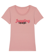 Juggling lifestyle Tricou mânecă scurtă guler larg fitted Damă Expresser