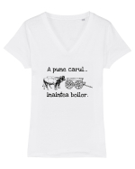 A pune carul inaintea boilor. Tricou mânecă scurtă guler V Damă Evoker
