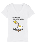 Cu ou si cu otet! Tricou mânecă scurtă guler V Damă Evoker