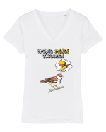 Vrabia malai viseaza! Tricou mânecă scurtă guler V Damă Evoker