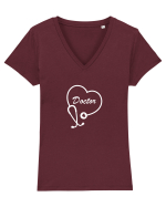 Stetoscop doctor Tricou mânecă scurtă guler V Damă Evoker
