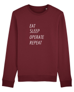 Eat, sleep, operate, repeat Bluză mânecă lungă Unisex Rise