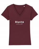 Bișniță (business pe română) Tricou mânecă scurtă guler V Damă Evoker