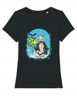 Retro Cat Woman Tricou mânecă scurtă guler larg fitted Damă Expresser