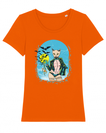 Retro Cat Woman Bright Orange