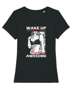 Wake Up And Be F**king Awesome Tricou mânecă scurtă guler larg fitted Damă Expresser