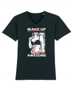 Wake Up And Be F**king Awesome Tricou mânecă scurtă guler V Bărbat Presenter