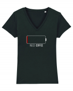 Need coffee Tricou mânecă scurtă guler V Damă Evoker