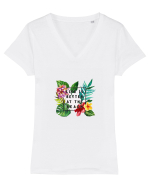 Life is better at the beach Tricou mânecă scurtă guler V Damă Evoker
