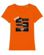 Casetofon Retro  Tricou mânecă scurtă guler larg fitted Damă Expresser