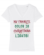 Christmas Lights Tricou mânecă scurtă guler V Damă Evoker