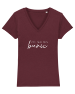 Cel mai bun bunic (alb).  Tricou mânecă scurtă guler V Damă Evoker