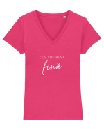Cea mai bună fină. (alb)  Tricou mânecă scurtă guler V Damă Evoker