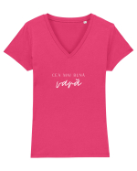 Cea mai bună vară. (alb)  Tricou mânecă scurtă guler V Damă Evoker