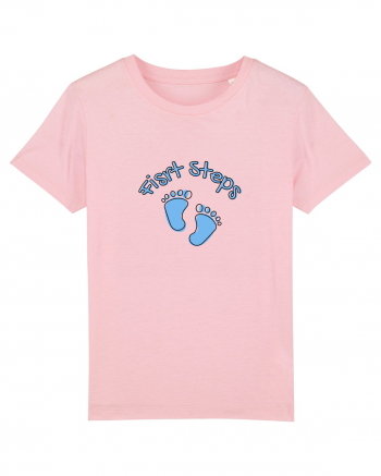 First Steps (blue feet)  Cotton Pink