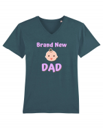 Brand New Dad. (roz, fetiță)  Tricou mânecă scurtă guler V Bărbat Presenter