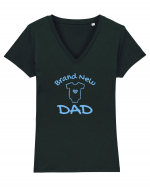 Brand New Dad (albastru, băiat)  Tricou mânecă scurtă guler V Damă Evoker