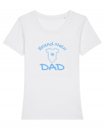 Brand New Dad (albastru, băiat)  Tricou mânecă scurtă guler larg fitted Damă Expresser