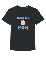 Brand New Mom (albastru, băiat)  Tricou mânecă scurtă guler larg Bărbat Skater