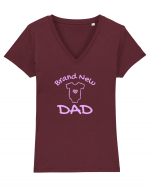 Brand New Dad (roz, fetiță)  Tricou mânecă scurtă guler V Damă Evoker