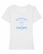 Brand New Mom (albastru, băiat)  Tricou mânecă scurtă guler larg fitted Damă Expresser