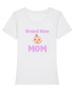 Brand New Mom (roz, fetiță)  Tricou mânecă scurtă guler larg fitted Damă Expresser