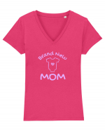 Brand New Mom (roz, fetiță)  Tricou mânecă scurtă guler V Damă Evoker