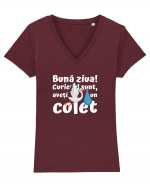 Curier Barză, aveți un colet.  Tricou mânecă scurtă guler V Damă Evoker