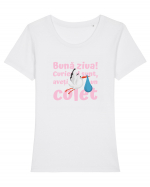 Curier Barză, aveți un colet. (roz, fetiță)  Tricou mânecă scurtă guler larg fitted Damă Expresser