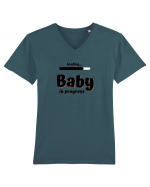 Loading baby in progress. (negru)  Tricou mânecă scurtă guler V Bărbat Presenter