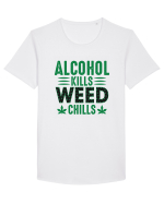 Alcohol Kills Weed Chills Tricou mânecă scurtă guler larg Bărbat Skater