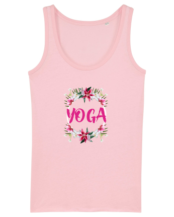yoga floral design Cotton Pink