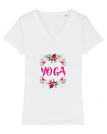 yoga floral design White