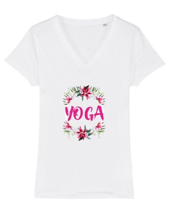 yoga floral design White
