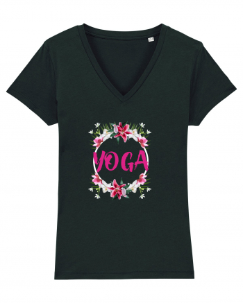 yoga floral design Black