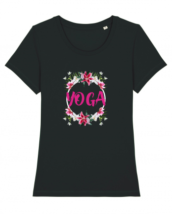 yoga floral design Black