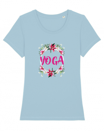 yoga floral design Sky Blue