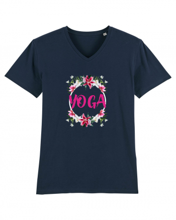 yoga floral design French Navy