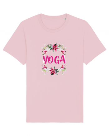 yoga floral design Cotton Pink