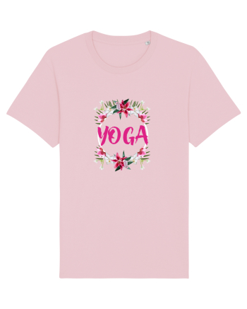 yoga floral design Cotton Pink
