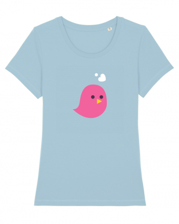 Tricou de cuplu (pasăre roz)  Sky Blue