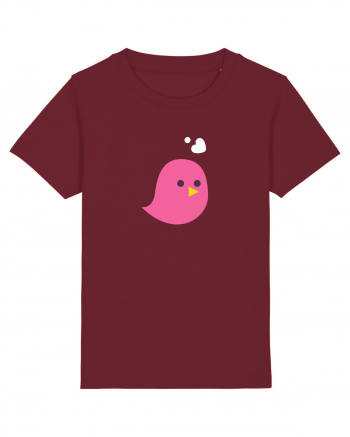 Tricou de cuplu (pasăre roz)  Burgundy