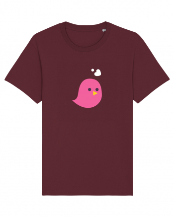 Tricou de cuplu (pasăre roz)  Burgundy