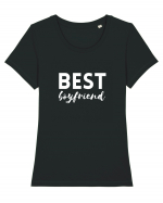 Best boyfriend. (alb)  Tricou mânecă scurtă guler larg fitted Damă Expresser