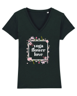 yoga floral design 10 Tricou mânecă scurtă guler V Damă Evoker