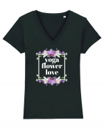 yoga floral design3 Tricou mânecă scurtă guler V Damă Evoker