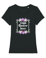 yoga floral design3 Tricou mânecă scurtă guler larg fitted Damă Expresser