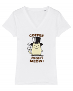 Coffee right Meow Tricou mânecă scurtă guler V Damă Evoker