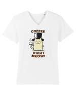 Coffee right Meow Tricou mânecă scurtă guler V Bărbat Presenter