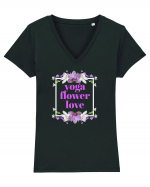 yoga floral design4 Tricou mânecă scurtă guler V Damă Evoker